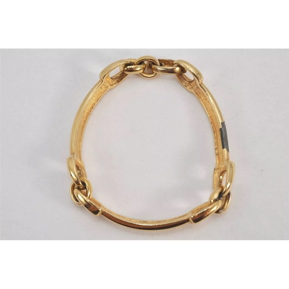 Authentic Christian Dior Rhinestone Chain Bracelet Gold Tone CD - Picture 4 of 10